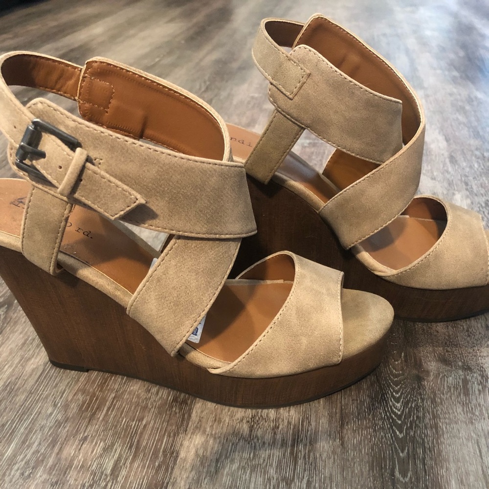 Beige Open Toe Wedges